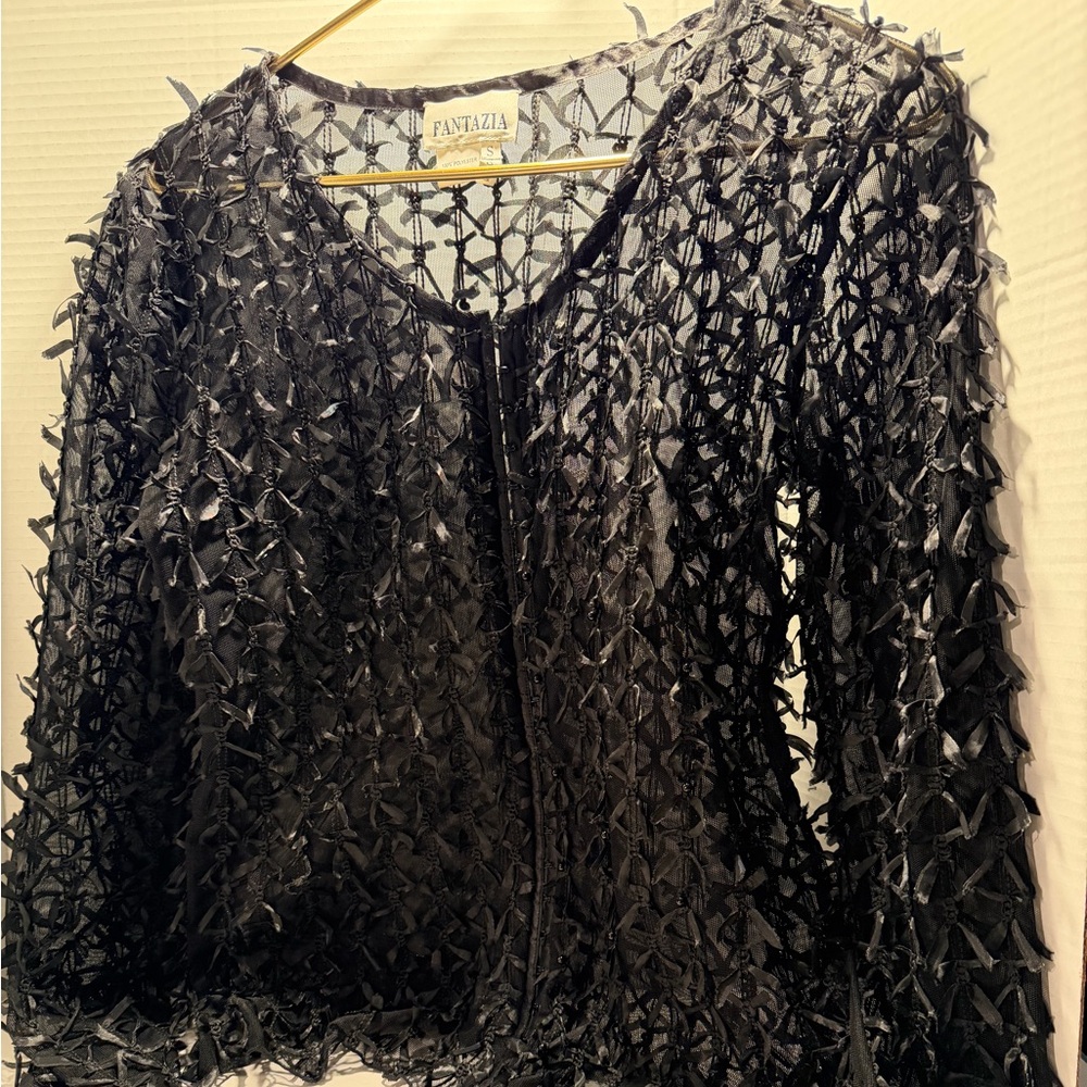 Fantazia Women's Black Textured Blouse
